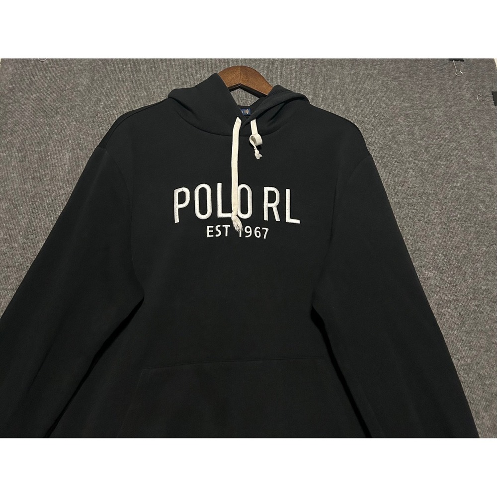 Polo ralph lauren hoodie mens black pullover embroidered size XL read